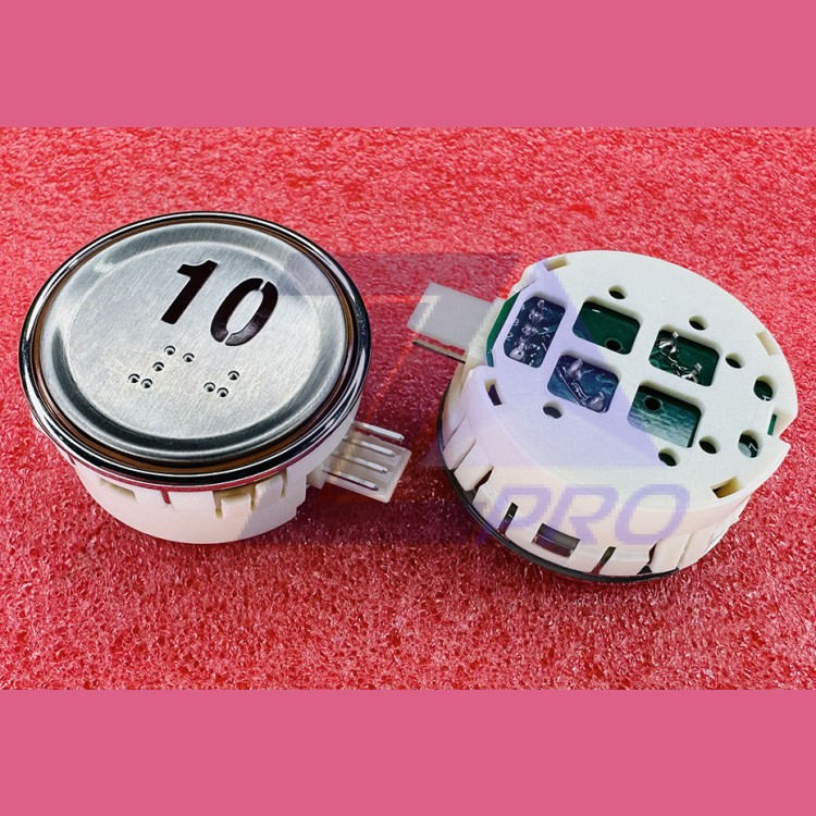 Модуль кнопочный круглый 10 красная подсветка с кодом Брайля AK-29B Sigma