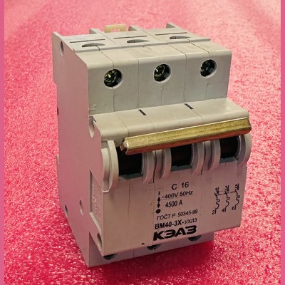 Автоматический выключатель C16 3P 16A хар-ка C 4,5кА на Din-рейку ВМ40-3Х-УХЛ...